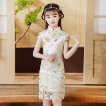 Girl Qipao 2022 New Summer China Wind Little Girl Improved Tandem Dress Child Foreign Air Thin Film