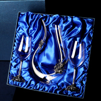 Enamel color crystal red wine set household wine goblet sobering large gift box custom lettering