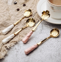 Good-looking coffee spoon exquisite high-end household light luxury style cute girl heart afternoon tea tableware petal spoon