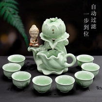 Slowly drink tea cup set Kung fu household ceramics to run teapot minimal semi-automatic tea bubble