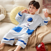Spring and Autumn Childrens conjoined pajamas Boys anti-kick pajamas cotton autumn and winter childrens Hayi baby pajamas belly fall