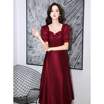 Little man toast bride 2021 New Thank you banquet back door French high-end wine red dress dress women spring and autumn