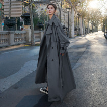 MAJE KARA windbreaker female 2021 Autumn New Korean version of small man waist thin knee long coat