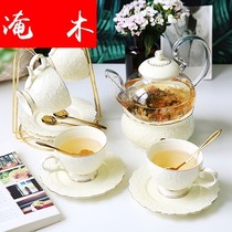Yanmu English afternoon tea Tea set European flower tea Tea set Flower tea cup set Ceramic glass boiled fruit candle