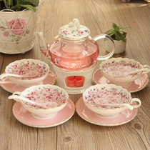 Yanmu English afternoon tea flower tea tea set Ceramic Glass bubble flower tea pot Flower tea cup boiled fruit teapot plus