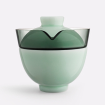 Ancient Wu Kiln fire Gaiwan Tea cup Single tea cup small three-cai Gaiwan Glass Jade Green ceramic portable travel tea set