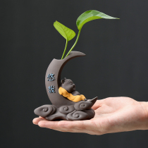 Personality mini hydroponic pig year zodiac creative tea pet ornaments boutique can raise tea table tea tray tea ceremony vase flower
