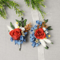 Auspicious rich high-end corsage red rose wedding guest bride bride groom wrist Flower Forest theme wedding celebration