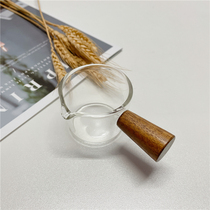 Japanese Mini Milk Cup glass heat-resistant small milk jar household dipping dish small milk pot wooden handle juice seasoning utensil