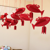 Years of fish creative non-woven New Year lifting parts decoration Lantern Festival opening housewarming New House wedding decoration supplies