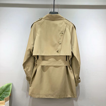 Trench coat womens long 2021 Spring and Autumn New lace waist thin temperament design sense small khaki coat