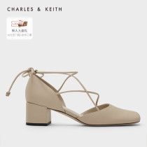 CHARLES&KEITH22 spring new CK1-60361383 lady retro strap square head coarse heel single shoe