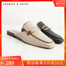 CHARLES & KEITH autumn womens shoes CK1-70380856 ladies metal decorative flat heel Mueller shoes