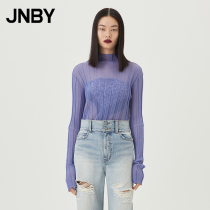 JNBY Jiangnan Burclothes Spring thin-knitted sweatshirt woman long sleeve micro-transparent collar-body elastic 5LB820170