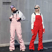 doorek new ski pants womens snowboard double ski pants full-pressure rubber waterproof warm windproof wear-resistant slim