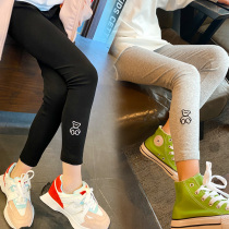 Girls spring hit bottom pants 2022 new CUHK children embroidered foreign air tight pants baby high waist pants external to wear