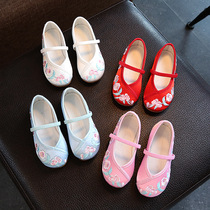 Hanfu girls embroidered shoes Old Beijing Childrens cloth shoes National style baby princess shoes Students costume performance shoes