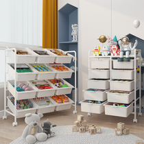 Childrens toy storage rack household snacks living room bedroom storage rack floor multi-layer movable finishing rack