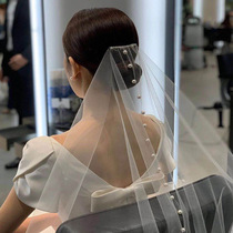 Pearl bride single-layer long tailed tail Yarn Yarn wedding dress headwear wedding brigade photo props