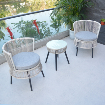 Net red balcony small coffee table table and chair combination waterproof sunscreen leisure rattan chair three-piece small apartment courtyard terrace