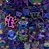 Neon creative personality stickers computer laptop phone wall decoration luggage electric car waterproof stickers