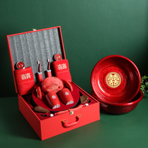 Wedding toiletries gift box set Newlywed red toothbrush cup Wedding dowry pair brushing cup Tooth cup