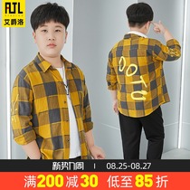  Fat childrens clothing boys  shirts spring and autumn 2021 new fat boys plus fat plus large childrens loose plaid shirts