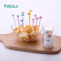Japanese creative fruit small fork toothpick plastic color home safe Children Baby cute cartoon fork
