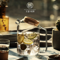 Creative cold water pot Nordic glass high temperature cold water pot Simple household large capacity lemon water pot Personality tie pot