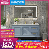 Rock board bathroom cabinet combination one-body Basin light luxury hand wash basin modern simple wash table toilet smart mirror