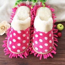 Autumn and winter chenille slippers lazy people wipe floor slippers can be removed and wash buy 3 get 1 pair