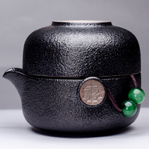 Coarse pottery quick cup one pot one cup 1 person single portable simple ceramic travel small tea set outdoor simple