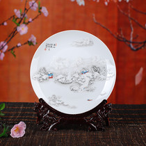 Hanging plate decoration plate Jingdezhen ceramic pastel blue and white porcelain plate decoration fashion home crafts ornaments