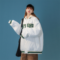 Fat mm American baseball cotton jacket jacket female winter niche design sense cotton coat large size womens winter clothing 2021 New