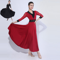 Modern dance dress new mid-sleeve high-end Waltz national standard dance Latin dance dress practice skirt dress big summer