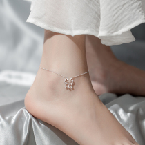 Chow Tai Fook Huanmei sterling silver ancient style long life lock anklet female high sense safe lock bell ins ins cold wind foot decoration 2