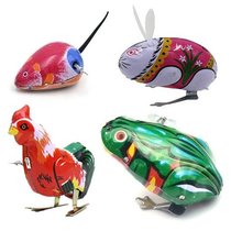 Early education puzzle Classic nostalgic childrens small toys Winding clockwork tin frog will run bouncing baby childhood