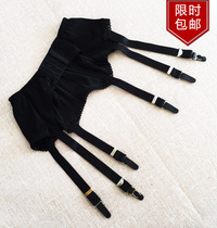 Outer single export Black thin waist retro satin garter stockings corset waist ultra wide waist seal size metal Garter clip