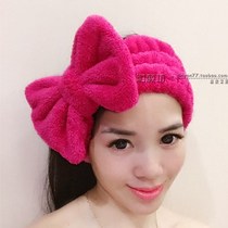  Korean coral velvet hair band widened oversized bow absorbent hair towel solid color face wash hair band pressure hair