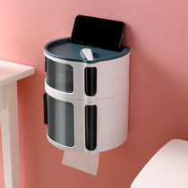 Multi-function toilet tissue box Non-perforated wall-mounted toilet roll paper shelf Household toilet paper storage box