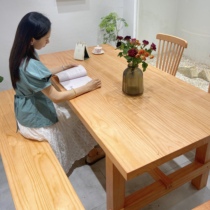 Japanese log dining table rectangular dining table solid wood dining table and chair combination home living room large table Workbench 8 people