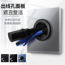  Type 86 TV background wall decoration multimedia network cable fiber optic occlusion cover plate in and out of the line threading hole blank panel