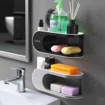 Soap box Free hole toilet double suction cup shelf Wall-mounted creative drain household bathroom soap box