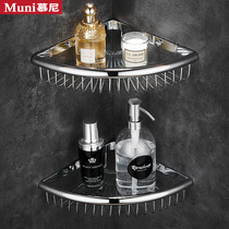 All-copper toilet triangle basket wall-mounted bathroom shelf non-perforated shower room double-layer storage tripod