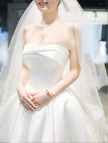 Trunk satin light main wedding dress 2021 new bride temperament tailing simple go out gauze small man palace wind summer