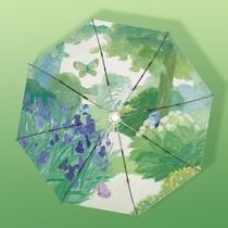 Japan CK Parasol Female titanium silver automatic sun protection UV rain dual-purpose folding small portable parasol