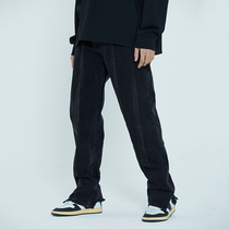 ARCHIVUM straight cylinder loose water washed as old dabby jeans vintage street open fork casual pants male and female