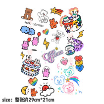 Korean hand-painted netizens wind tattoo stickers waterproof long-lasting color rabbit bear cute girl powder tattoo