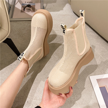 Martin Boots Woman Summer Thin 2022 spring autumn single boot mesh yarn hollowed-out cool boots Chelsea smoke pipe sleeves Short-cylinder boots