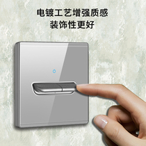 International electrician creative lever 86 type Nordic wind household with led tempered glass panel switch socket Gray